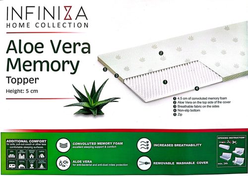 Memóriahabos Aloe Vera fedőmatrac - Infiniza 160x200x5 cm 