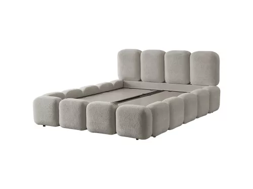 Infiniza Luxury Ágykeret 160x200 cm Törtfehér Kárpittal - Luxury Ágyneműtartós Ágykeret 