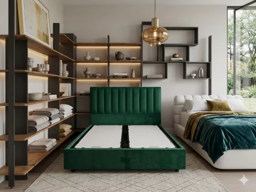 Infiniza Relax Ágykeret 160x200 cm Smaragd Zöld kárpittal - BEMUTATÓ DARAB