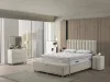 Infiniza Relax Ágykeret 160x200 cm Világos Barna Kárpittal - Relax Ágyneműtartós Ágykeret