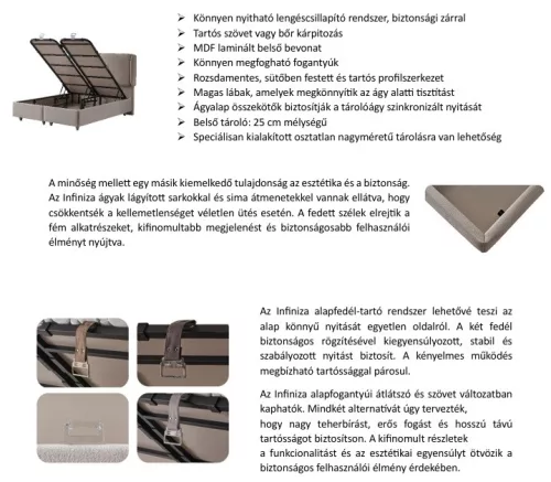 Infiniza Rose Ágykeret 140x200 cm - Rose Ágyneműtartós Ágykeret 