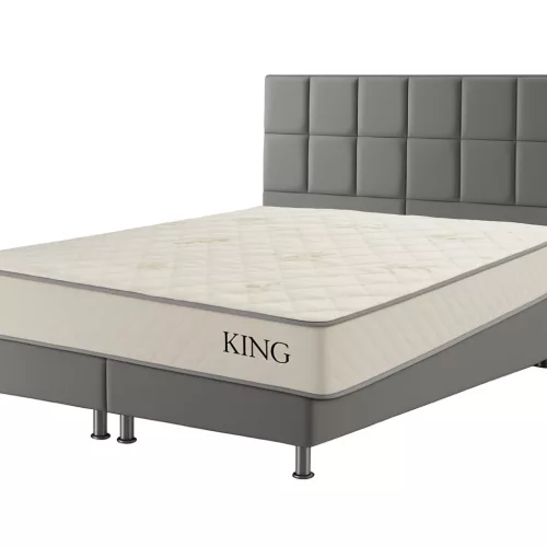 Infiniza Szállodai Springbox Ágy és Matrac szett - Kárpitozott Szürke Boxspring 160x200 cm