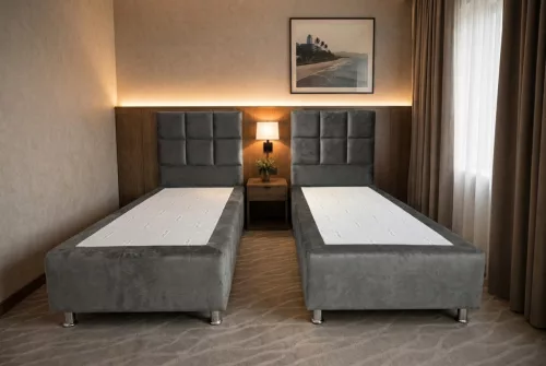 Infiniza Szállodai Springbox Szürke Ágykeret(BFV 27 Szín) - Kárpitozott Boxspring 90x200 cm