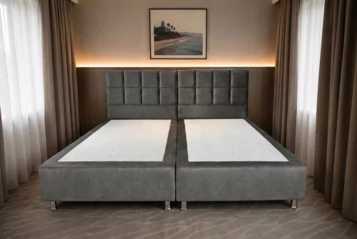 Infiniza Szállodai Springbox Szürke Ágykeret(BFV 27 Szín) - Kárpitozott Boxspring 160x200 cm