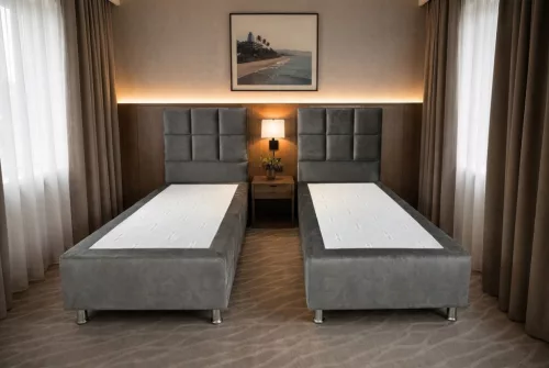 Infiniza Szállodai Springbox Szürke Ágykeret(BFV 27 Szín) - Kárpitozott Boxspring 160x200 cm