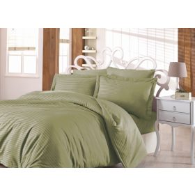   Infiniza Pamut Szatén csíkos (oliva) ágyneműhuzat garnitúra - 3 részes 
